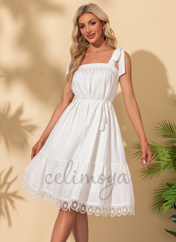 Ruffle Straight Vacation A-line Polyester Midi Dresses - 302478