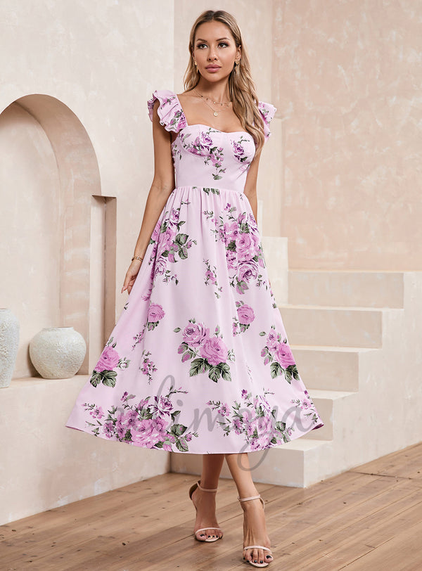 Sweetheart A-line Polyester Midi Dresses - 303371