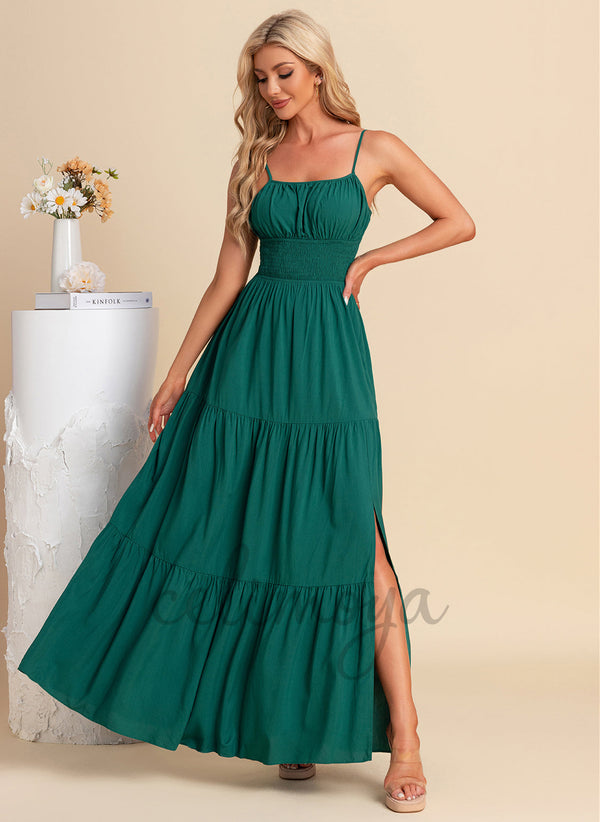 Square A-line Polyester Maxi Dresses - 303723