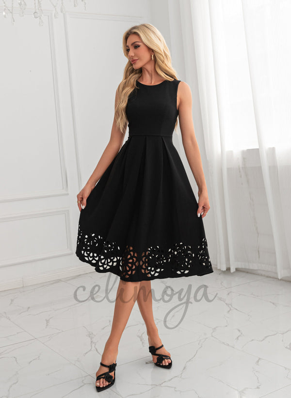 Scoop A-line Polyester Midi Dresses 304761