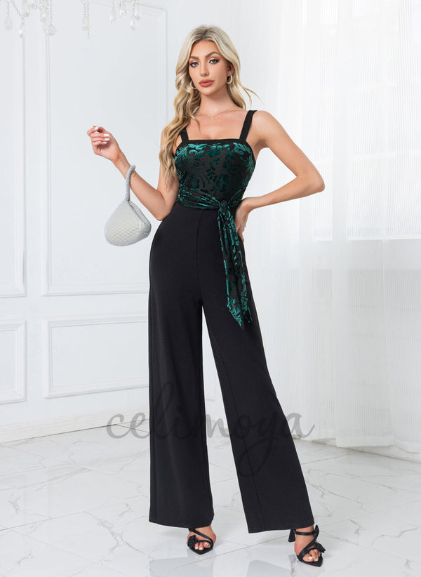 Straight Jumpsuit/Pantsuit Polyester Velvet Maxi Dresses - 305433