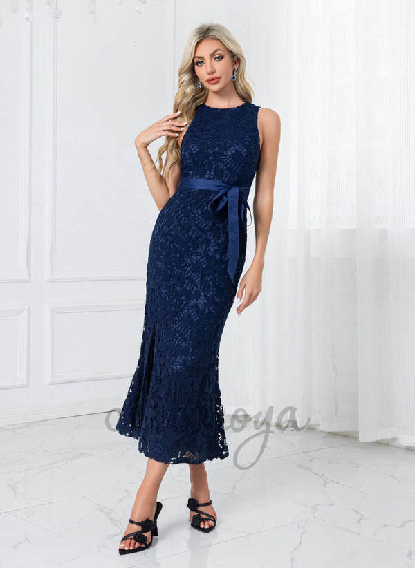 Scoop Trumpet/Mermaid Lace Maxi Dresses - 305902