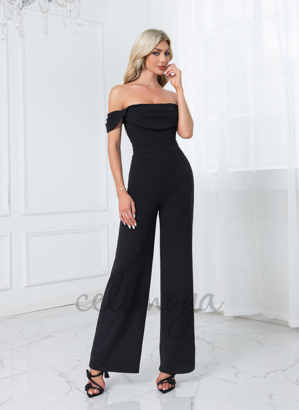 Off the Shoulder Jumpsuit/Pantsuit Polyester Maxi Dresses - 306296