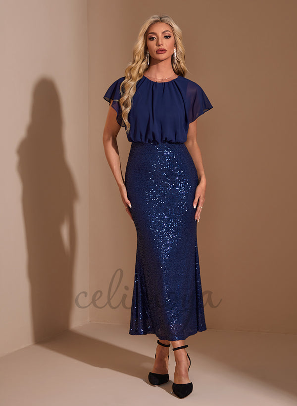 Scoop Trumpet/Mermaid Chiffon Sequin Maxi Dress - 310341