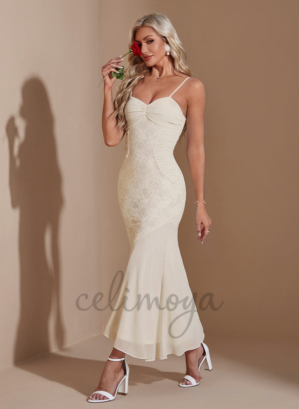 Sweetheart Trumpet/Mermaid Chiffon Lace Asymmetrical Maxi Dress - 310723