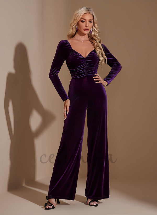 Sweetheart Jumpsuit/Pantsuit Velvet Maxi Dress - 310740