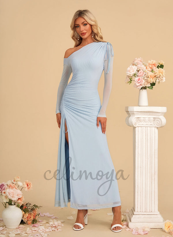 One Shoulder Sheath/Column Spandex Maxi Dress - 312695