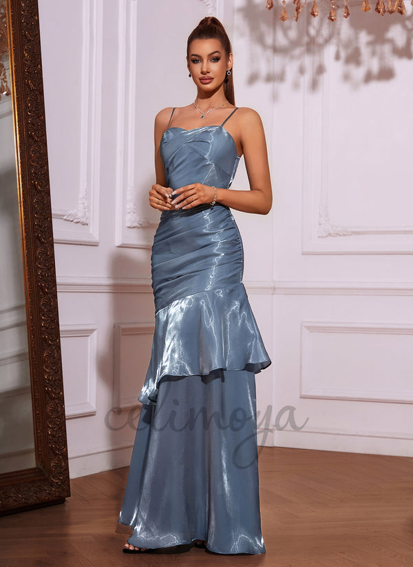 Ruffle Sweetheart Trumpet/Mermaid Organza Asymmetrical Maxi Dress - 415925