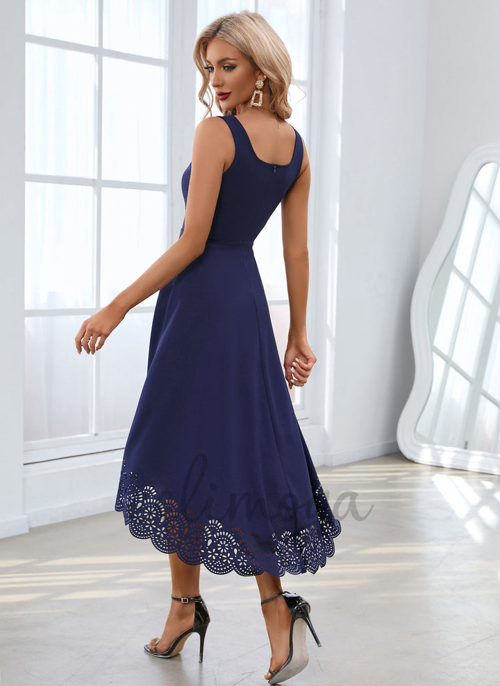 Square Elegant A-line Polyester Asymmetrical Dresses - 287186