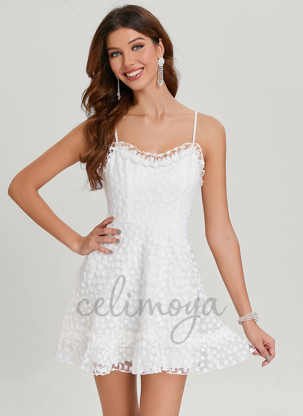 A-line Short/Mini Lace Dress With Embroidered - 295275