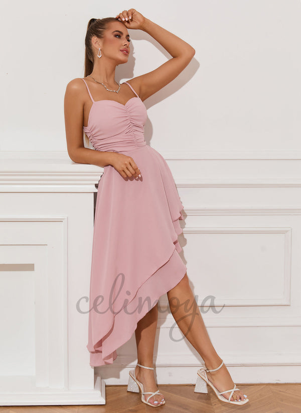 Ruffle Sweetheart Elegant A-line Polyester Asymmetrical Dresses - 295778