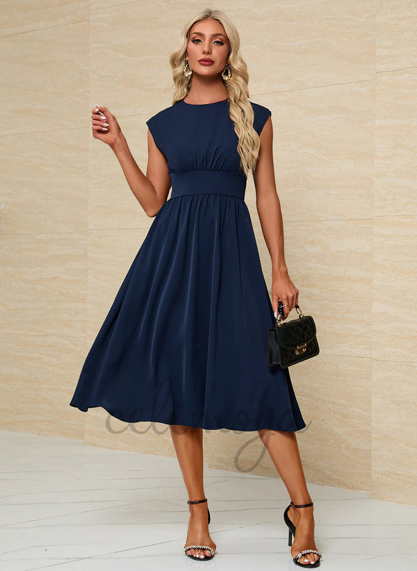Scoop Elegant A-line Polyester Asymmetrical Dresses - 299909