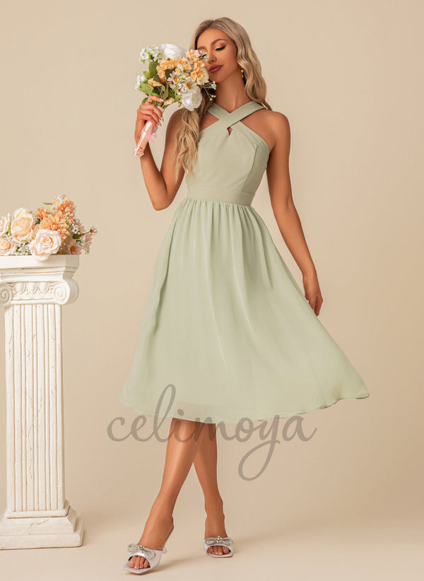 Halter Elegant A-line Chiffon Polyester Dresses - 300961